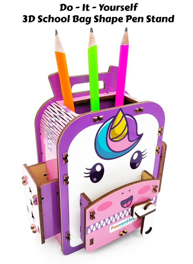 Funvention (Pack of 6) Unicorn DIY Pen Stand 3D Puzzle Birthday Return Gifts Pack for 4+ Years Kids Art and Craft, Engineered Wood;Paper - Image 3